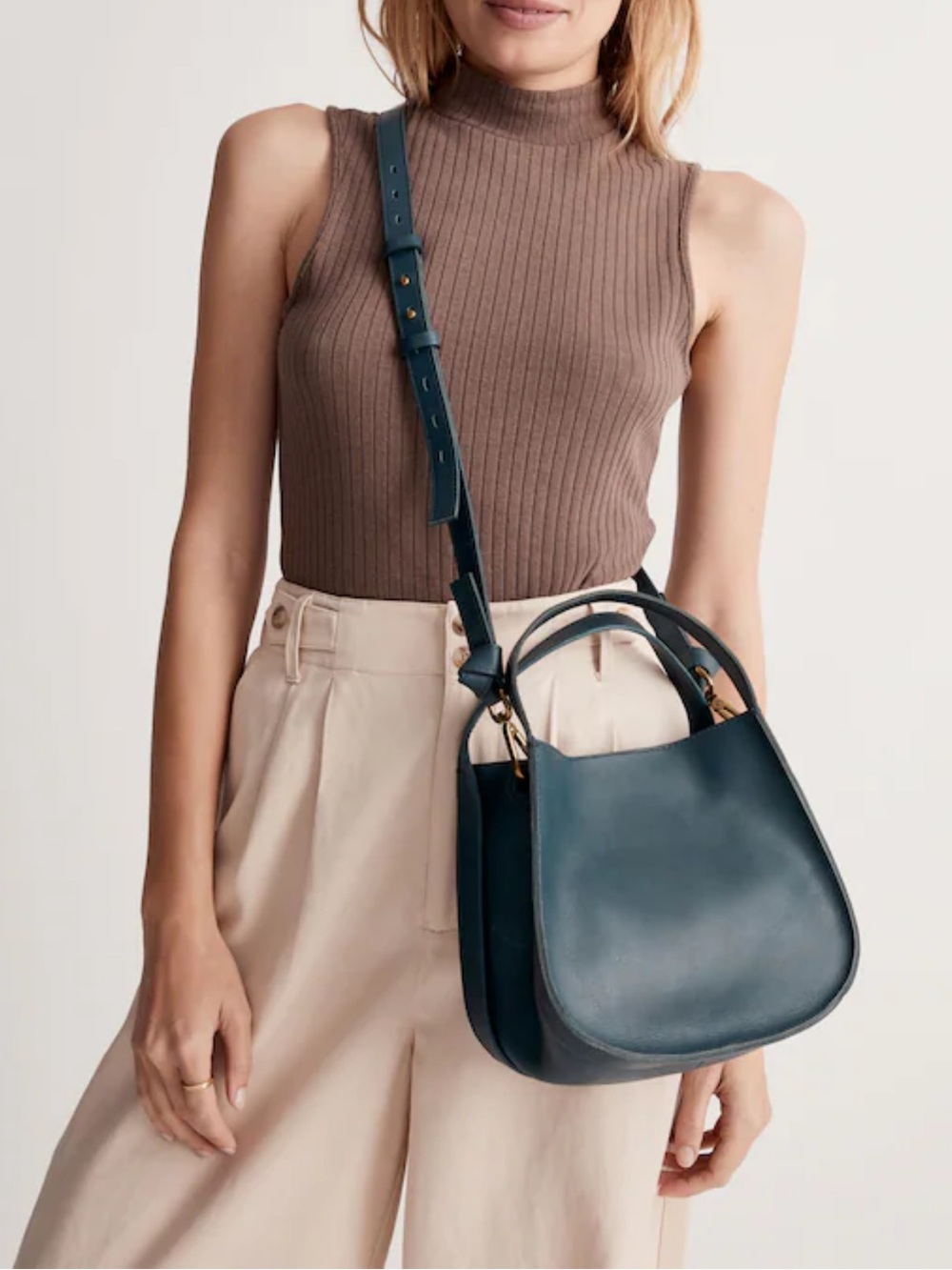 Madewell Sydney Crossbody Bag Mineral Blue Buttery Leather Teal - Picture 16 of 16